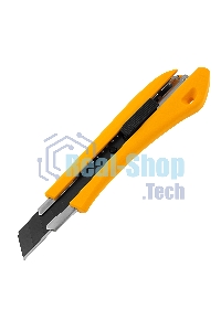 Нож Denzel 18 мм, сменное лезвие, SK4, метал. направляющая, нажимной фиксатор