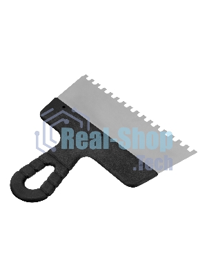 Шпатель из нержавеющей стали Сибртех 200 мм, зуб 6х6 мм, пластмассовая рукоятка