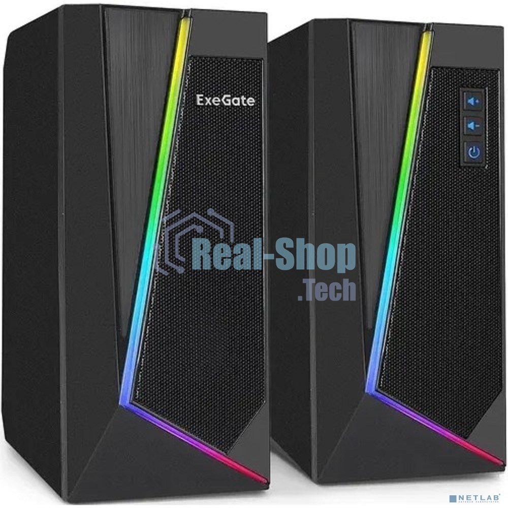 Акустическая система 2.0 ExeGate EX289688RUS Accord 240 (питание USB, 2х3Вт (6Вт RMS), 60-20000Гц, черный, RGb подсветка)