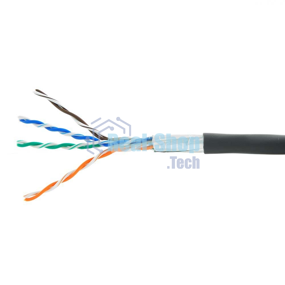 Кабель Cablexpert FPC-5051E-4-CU-OUT/100, FTP outdoor 4x2x0.51, медный, кат.5e, однож., 100м, box, черный