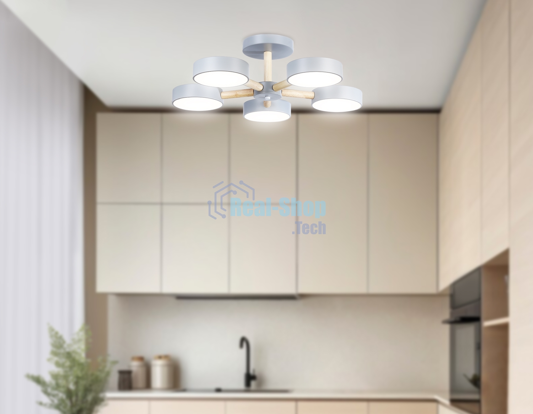 Светильник Ambrella light FL4826/5 GR серый 3000K-6400K 65W D580*160 (ПДУ ИК)