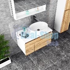 Комплект для ванной, 3 предмета (Тумба Bau Dream Blackwood 80, раковина BAU Nimb 50х36, смеситель для раковины высокий Hotel Black, черный)