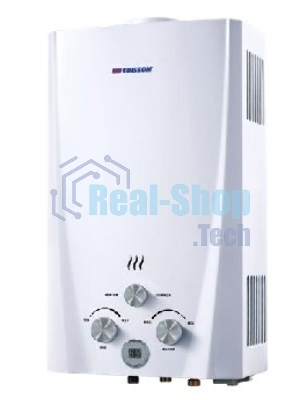 Водонагреватель Edisson F 20 D Газовый проточный(Стеклянный фасад, мощность 20кВт, луженый теплообменник 2,5кг, произв. 10л/мин, регулировка протока воды 0,025-0,8мПа и подачи газа 1274мПа, переключатель режимов 