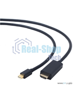 Кабель Cablexpert mDP-HDMI, 20M/19M, 1.8м, черный, позол.разъемы, пакет (CC-mDP-HDMI-6)
