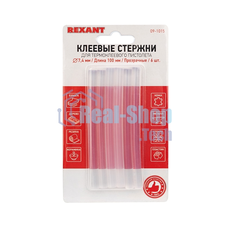 Клеевые стержни Rexant, Ø7 мм, 100 мм, прозрачные, 6 шт., блистер