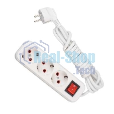 Удлинитель 3х3 м с заземл. 16А IP20 с выкл. Lezard 720-0303-302