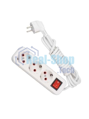 Удлинитель 3х3 м с заземл. 16А IP20 с выкл. Lezard 720-0303-302