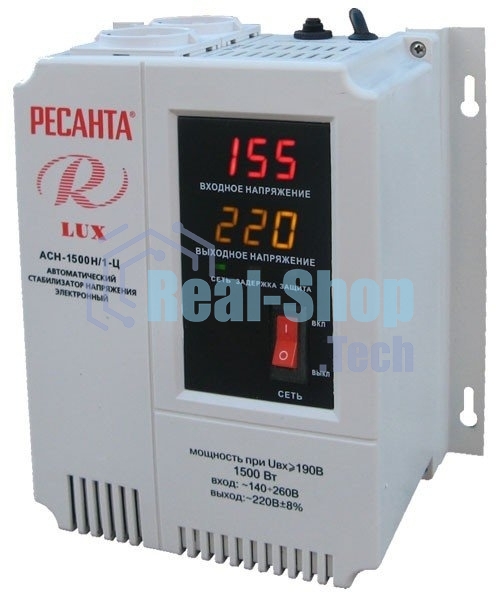 Стабилизаторы напряжения Ресанта АСН-1 500 Н/1-Ц 63/6/20 Стабилизатор Lux 220В±8%, Габариты 206х133х230, Вес 4,5кг
