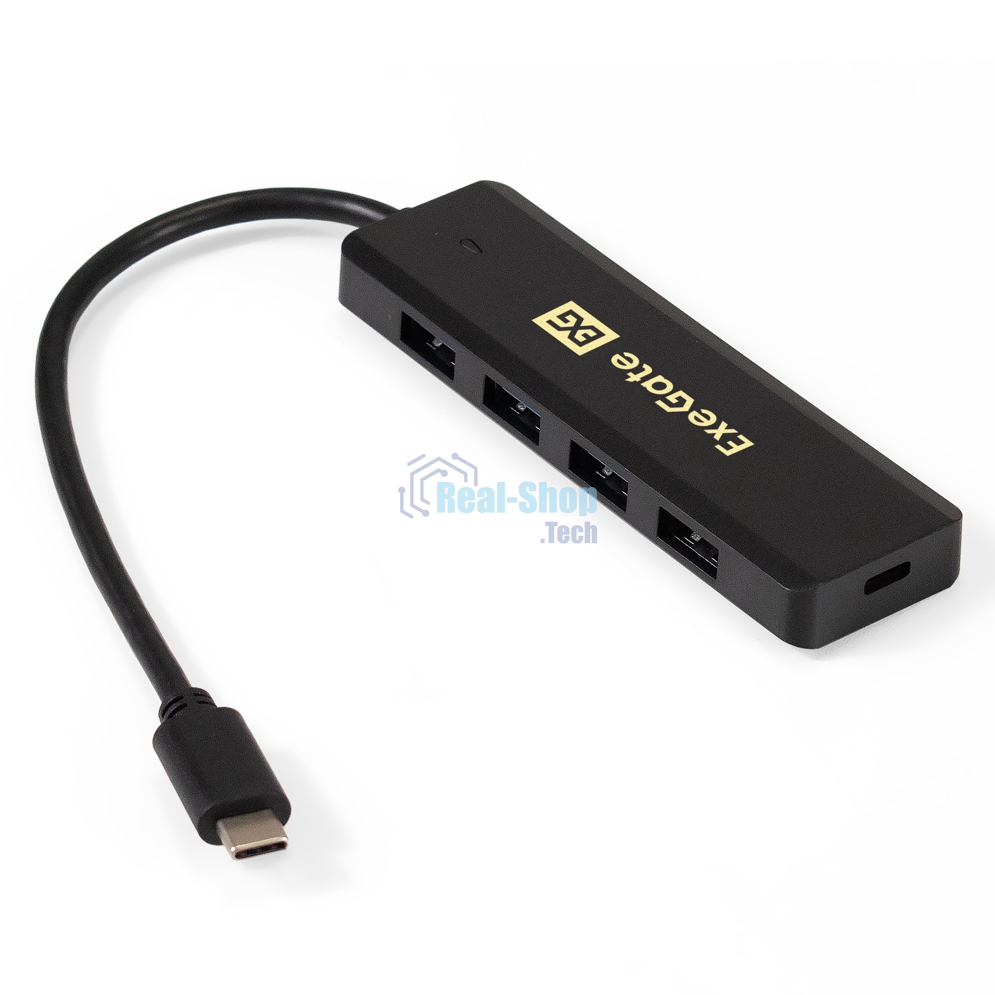 USB-концентратор ExeGate DUB-4CP/1 (кабель-адаптер USB Type C --> 4xUSB3.0, Plug&Play, черный)