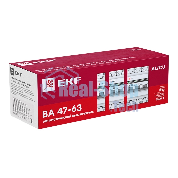 Выключатель автоматический модульный 1п B 6А 4.5кА ВА 47-63 PROxima EKF mcb4763-1-06B-pro