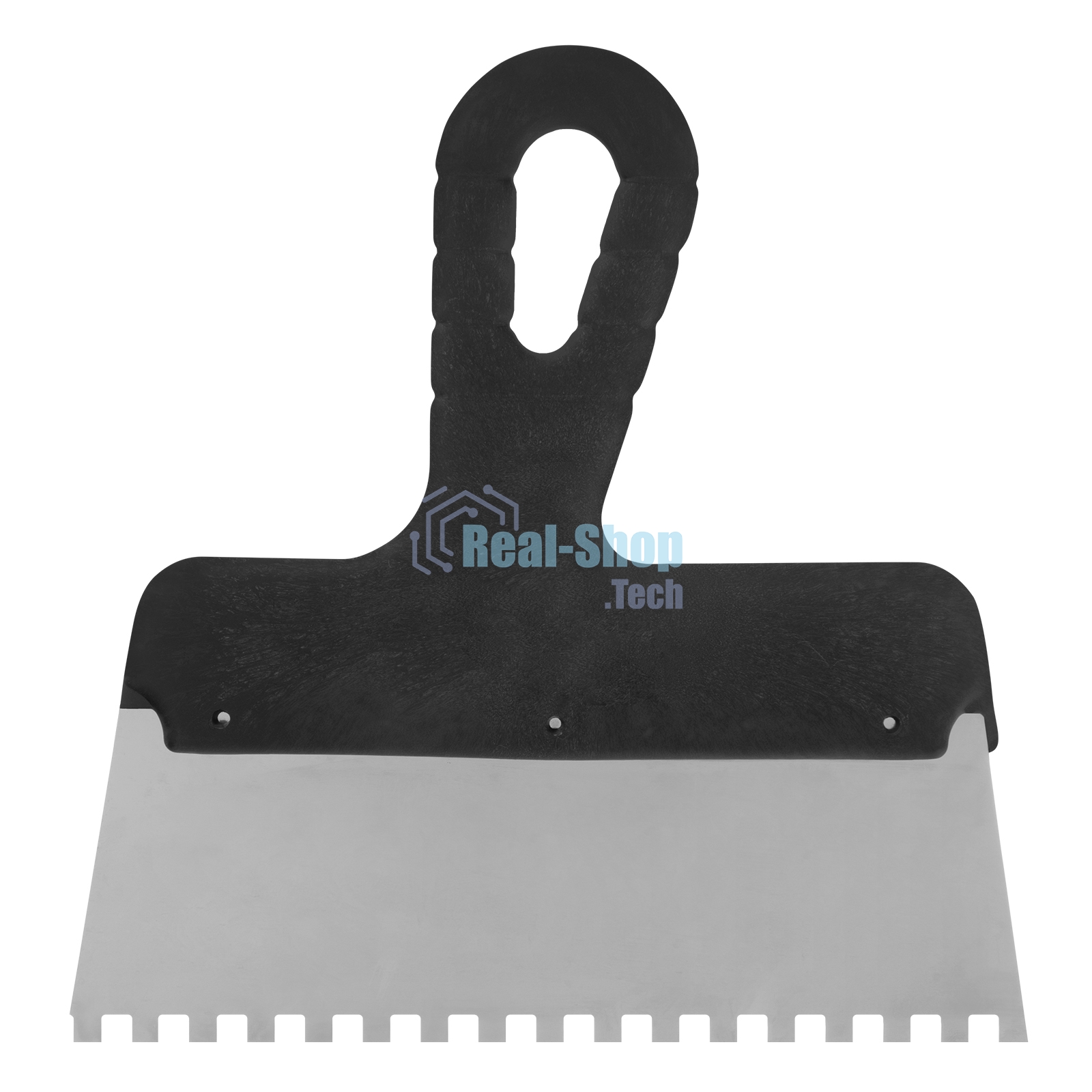 Шпатель из нержавеющей стали Сибртех 200 мм, зуб 6х6 мм, пластмассовая ручка