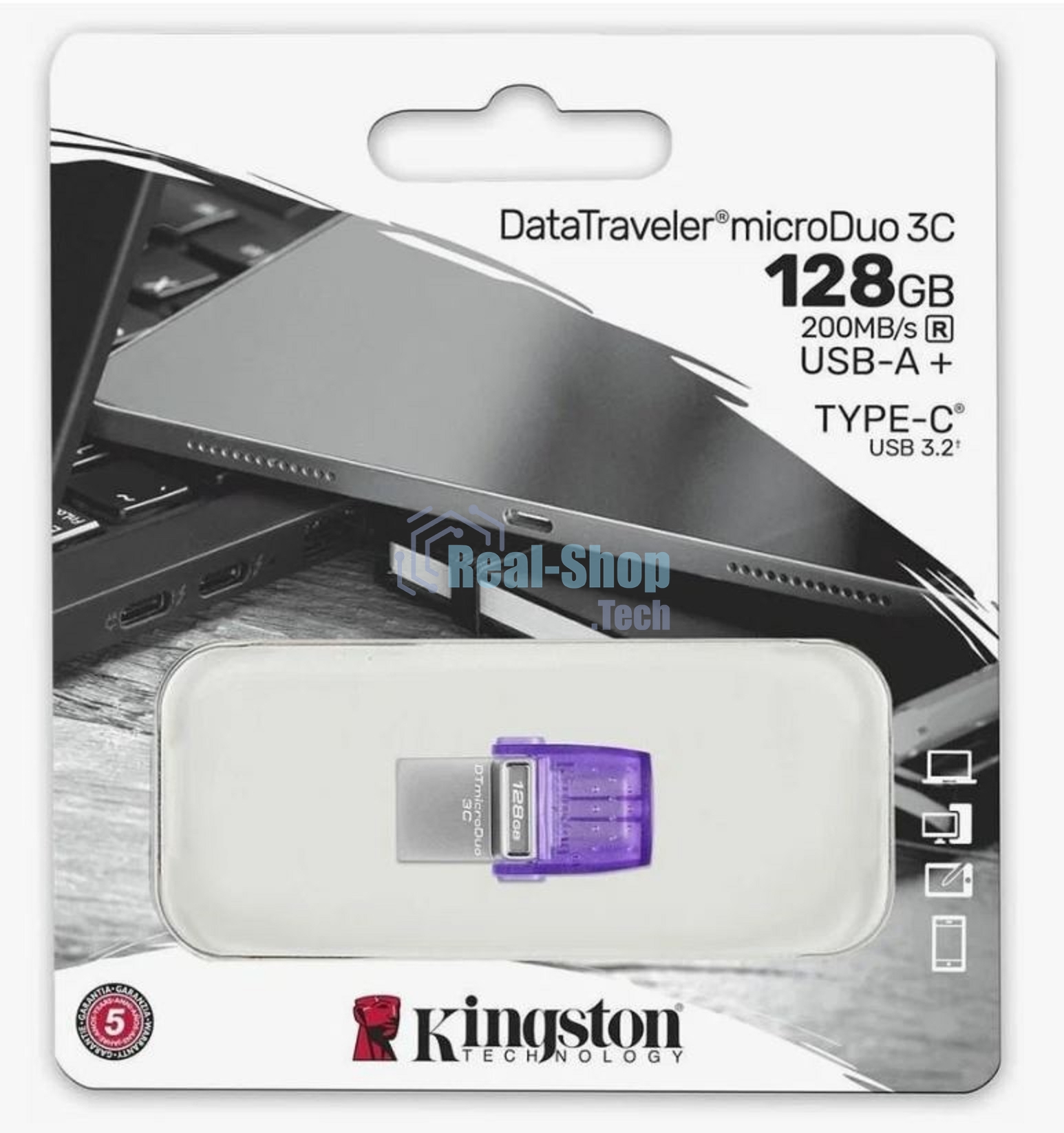 Флешка USB Kingston 128Gb DataTraveler microDuo 3C DTDUO3CG3/128Gb USB 3.0 фиолетовый