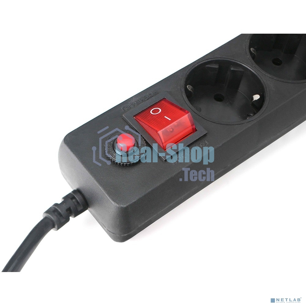 Сетевой фильтр Гарнизон EHLB-1, 5 р, 10А 1.8 м черный