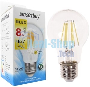 Лампа светодиодная Filament Smartbuy-A60-8W/3000/E27