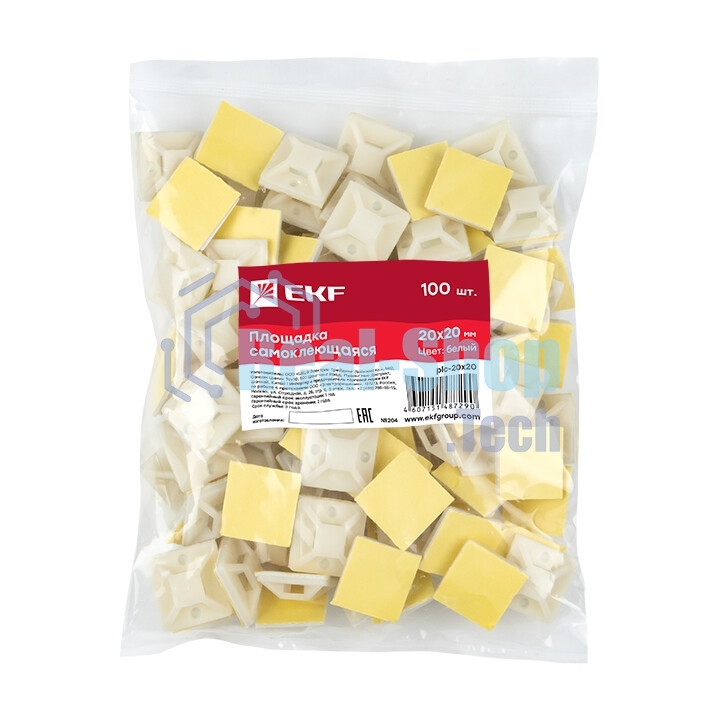 Площадка EKF plc-20x20 самоклеящаяся (20х20 мм.) белая (100 шт.) EKF PROxima