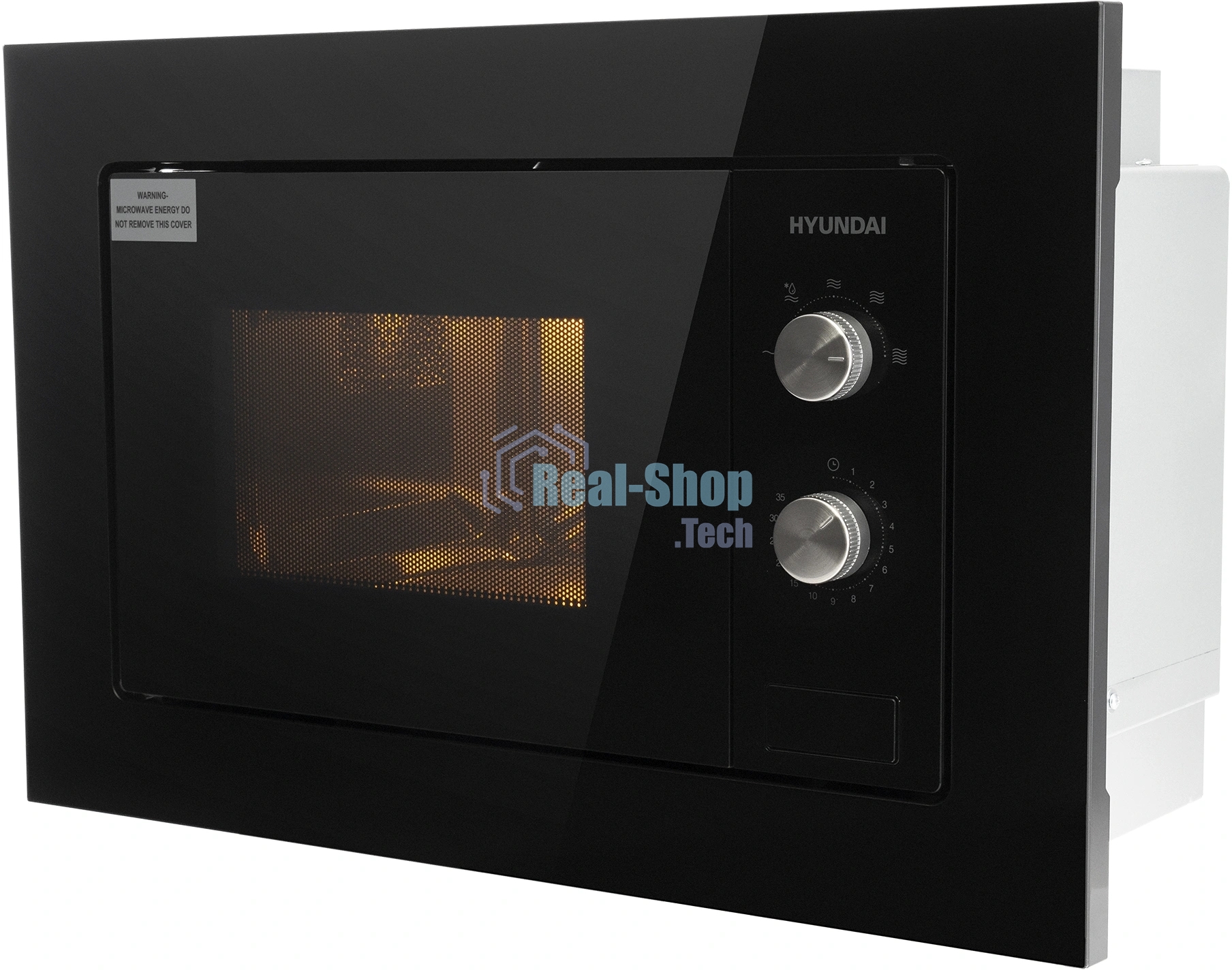 Встраиваемая микроволновая печь Hyundai HBW 2030S BG черный, 20 л, 800 Вт, переключатели - поворотный механизм