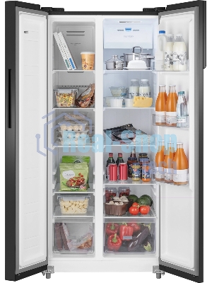 Холодильник Weissgauff WSBS 500 Inverter NoFrost Black двухкамерный 270/180л морозилка слева, No Frost, Side by Side
