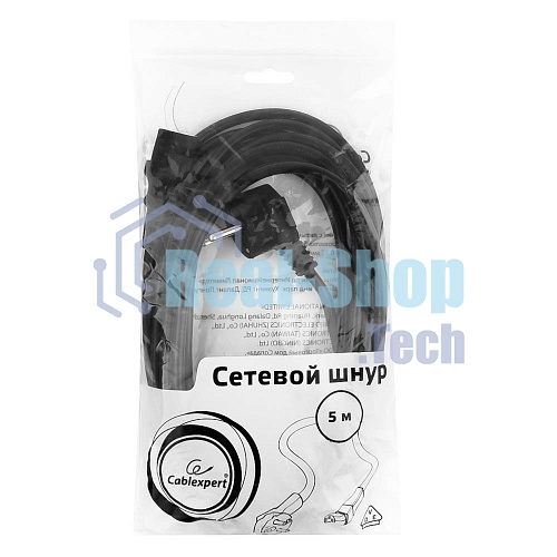 Кабель Gembird Power 250V 10A EUR, VDE питания сетевой, Евровилка, заземление, 5m (PC-186-VDE-5M)