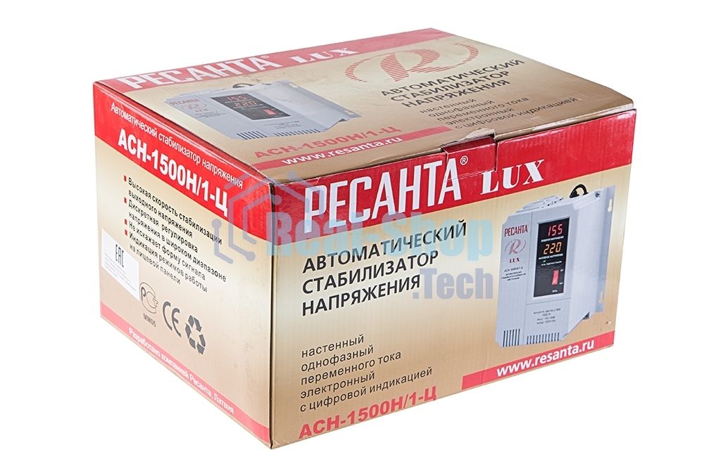 Стабилизаторы напряжения Ресанта АСН-1 500 Н/1-Ц 63/6/20 Стабилизатор Lux 220В±8%, Габариты 206х133х230, Вес 4,5кг
