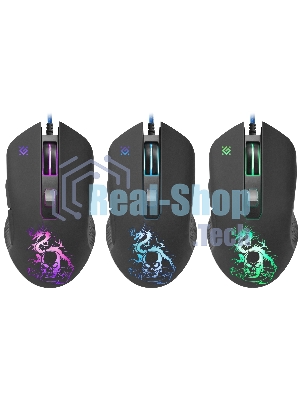 Мышь проводная Defender Sky Dragon GM-090L черный, 3200 dpi, USB, кнопки - 6