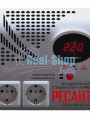 Стабилизаторы напряжения Ресанта АСН-1 000 Н2/1-Ц 63/6/13 Стабилизатор 2 роз, 220В±8%, Габариты 260х200х110, Вес 3,7кг