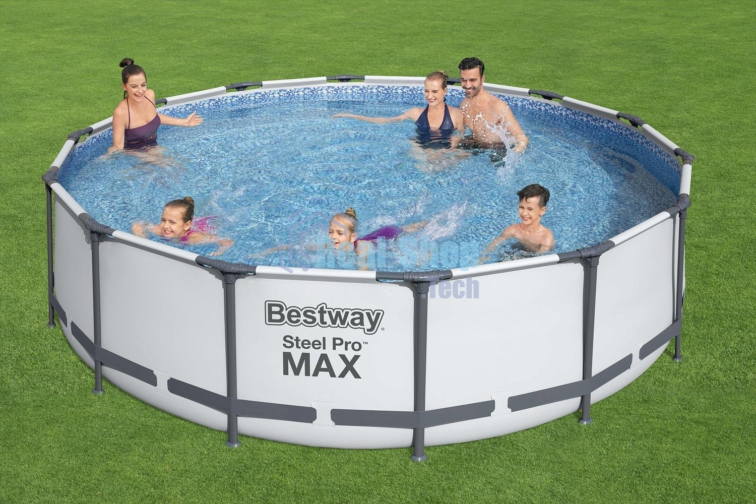 56950 BW, Bestway, Каркасный бассейн Steel Pro Max 427х107см, 13030л, фил.-насос 3028л/ч, лестница, тент, уп.1