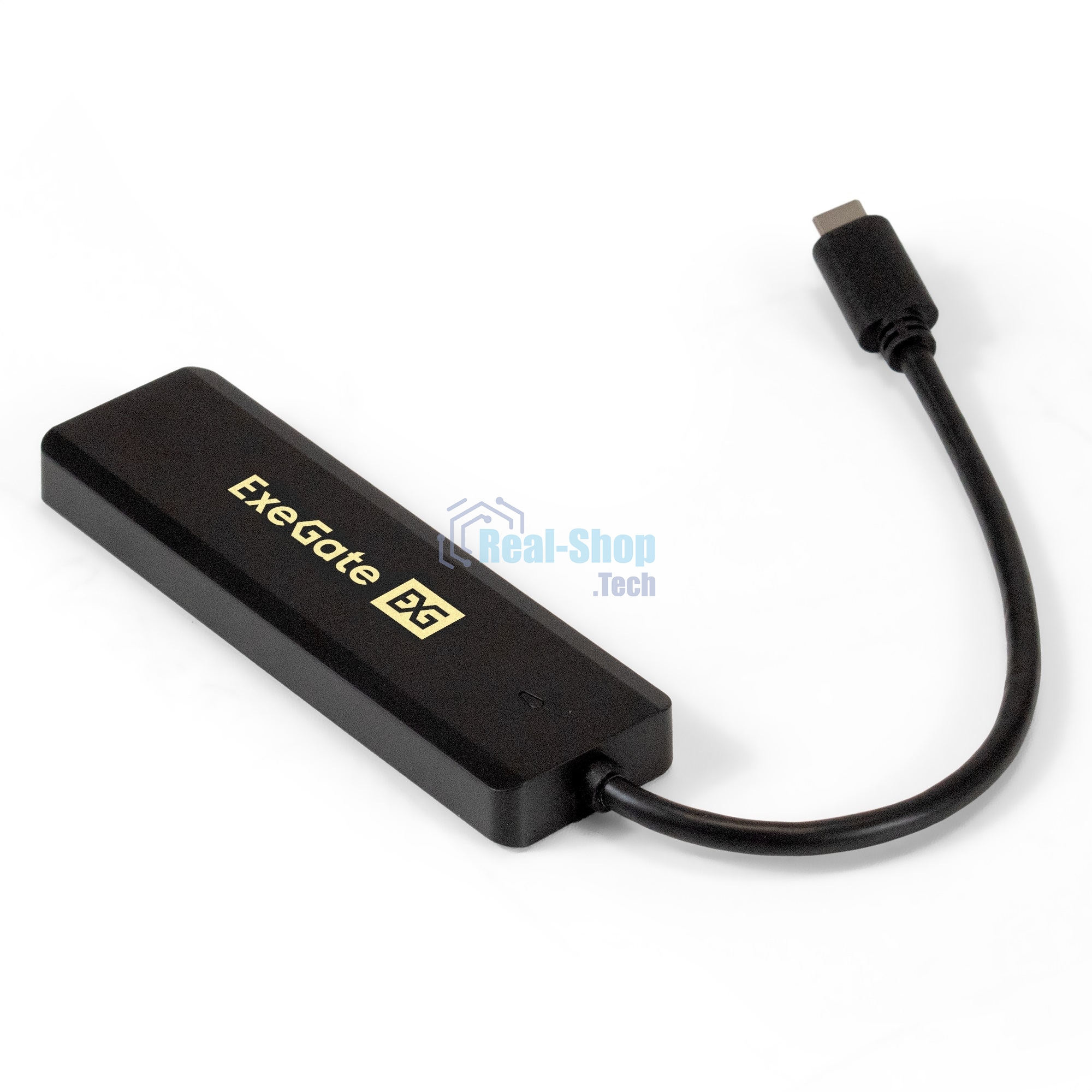 USB-концентратор ExeGate DUB-4CP/1 (кабель-адаптер USB Type C --> 4xUSB3.0, Plug&Play, черный)