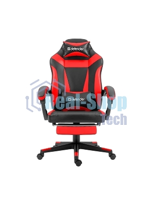 Кресло Defender CRUISER BLACK/RED черный/красный, экокожа, подставка для ног