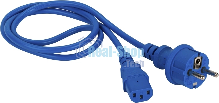 Шнур питания Lanmaster C13-Schuko прямая, 3х0.75, 220В, 10А, синий, 2 метра