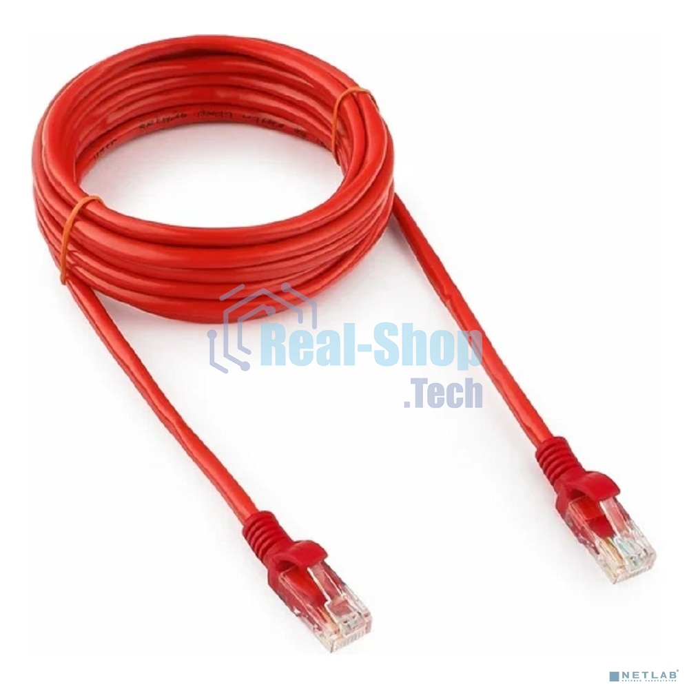 Патч-корд UTP Cablexpert cat.5e, 3м, литой, многожильный, красный
