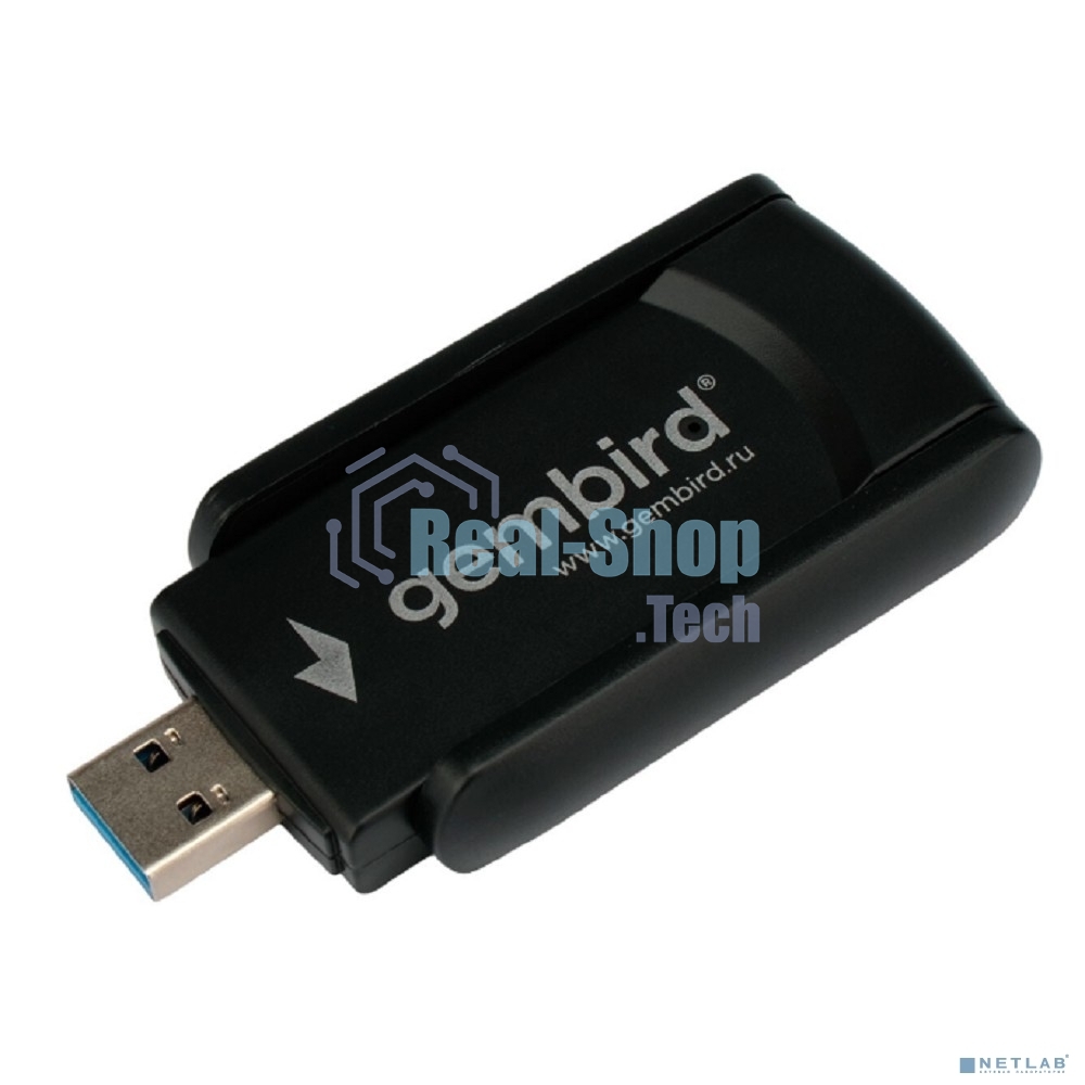 Сетевой адаптер WiFi+Bluetooth Gembird WNP-UA-020 двухдиапазонный с антеннами, 1300 Мбит, USB, 802.11b/a/g/n/ac