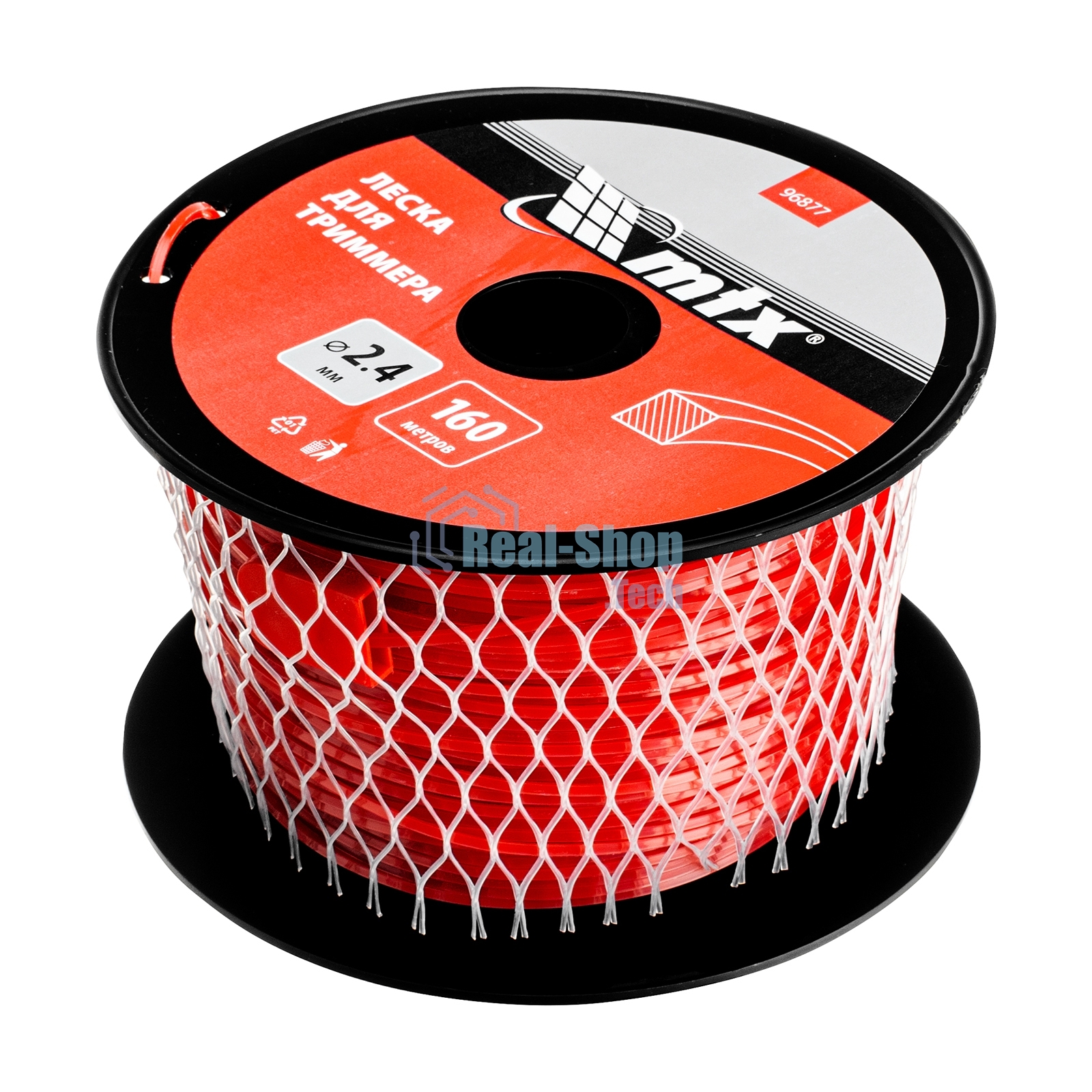 Леска для триммера MTX квадрат 2,4 мм х 160 м, на катушке