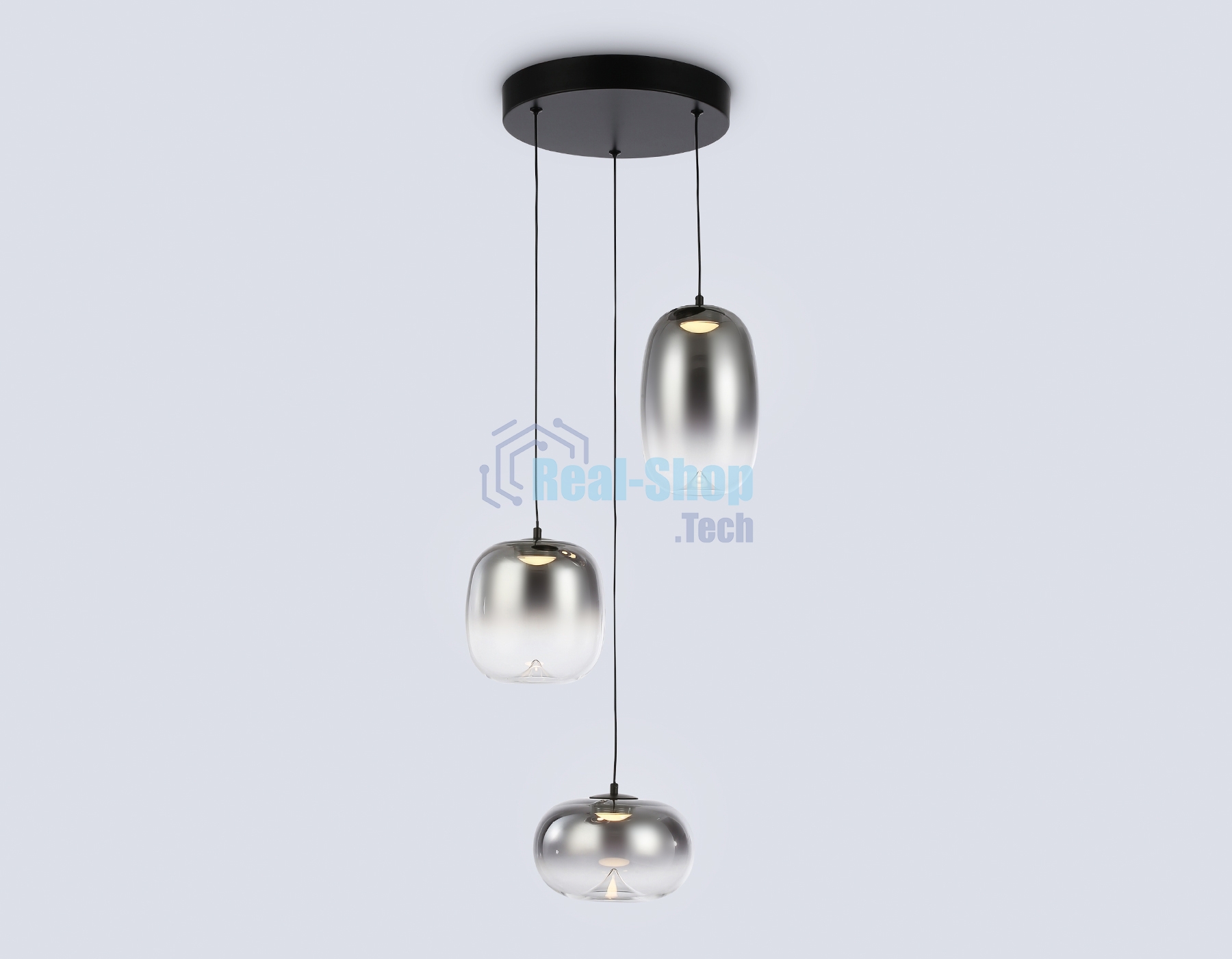 Подвесной светодиодный светильник Ambrella light LH11099/3 BK/SM черный/дымчатый 12W 3000K D350*1505