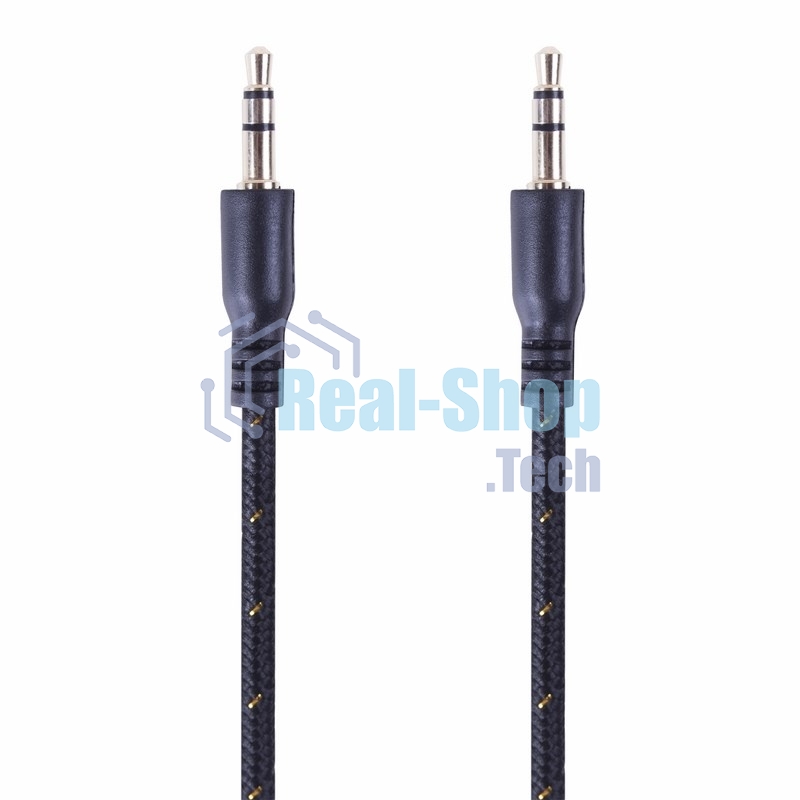 Аудиокабель AUX Rexant 3.5 мм в тканевой оплетке 1 м черный