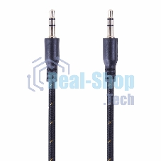 Аудиокабель AUX Rexant 3.5 мм в тканевой оплетке 1 м черный