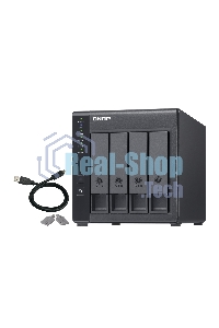 Полка расширения сетевого хранилища без дисков channel QNAP DAS TR-004 4 Bay 2.5/3.5 SATA Type-C USB 3.1 Gen 1 (5 Gb/s) Direct Attached Storage with Hardware RAID