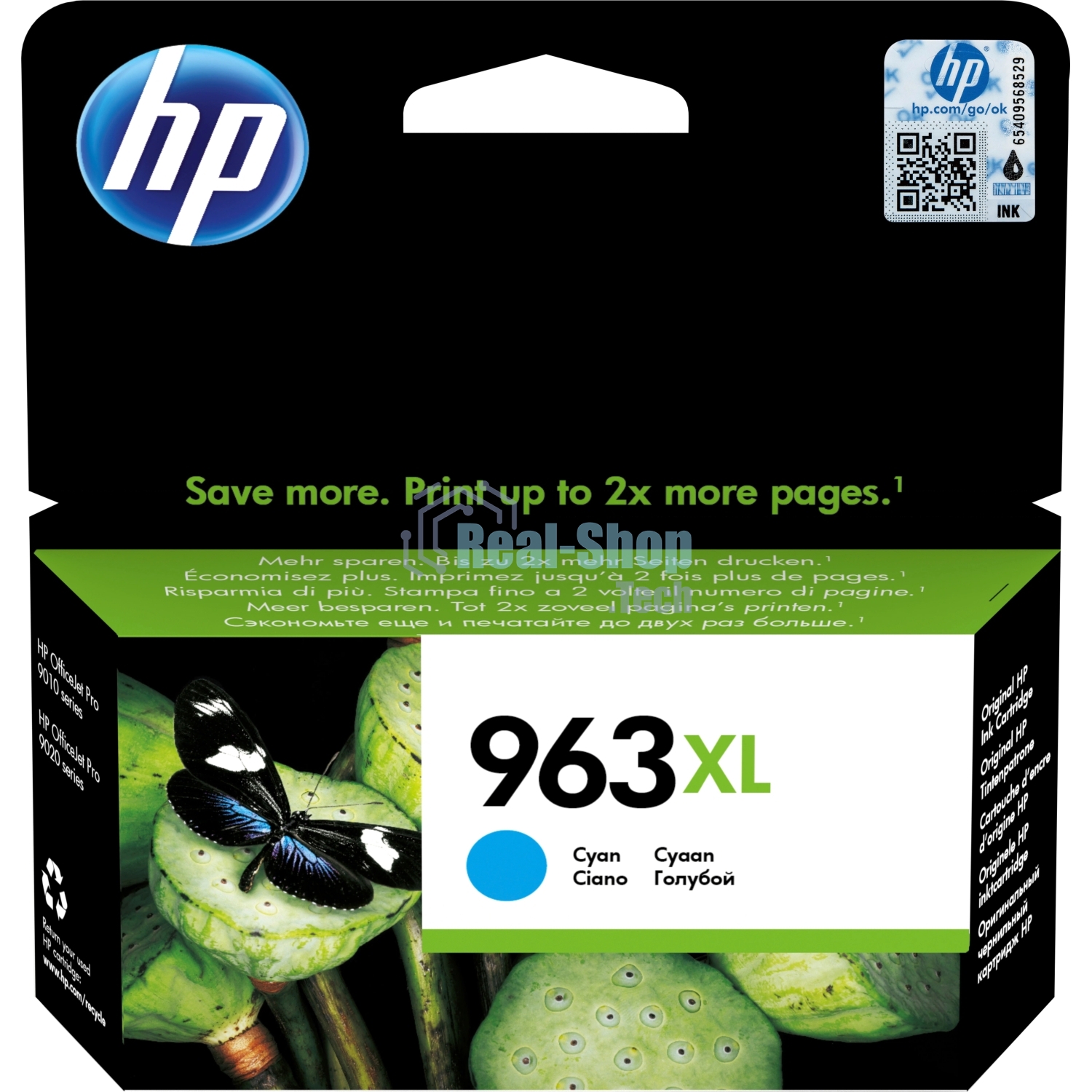 Картридж струйный HP 963XL 3JA27AE голубой увеличенной емкости (1600 стр) для HP OfficeJet Pro 9010, 9013, 9020, 9023