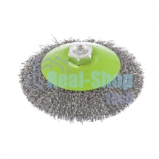 Щетка для УШМ Сибртех 125 мм, М14, Тарелка, витая проволока 0,3 мм