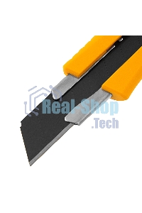 Нож Denzel 18 мм, сменное лезвие, SK4, метал. направляющая, нажимной фиксатор