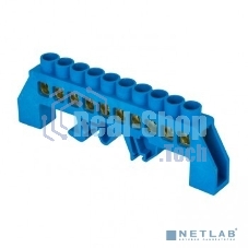 Шина нулевая N 6х9 10 отвер. латунь син. нейлоновый корпус комбинированный PROxima EKF sn0-63-10-dn