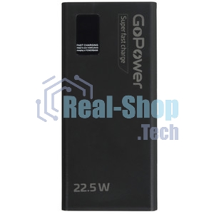 Портативный аккумулятор GoPower PB03-10 10000mAh 3.0A 22.5W 2USB/Type-C черный (1/50)