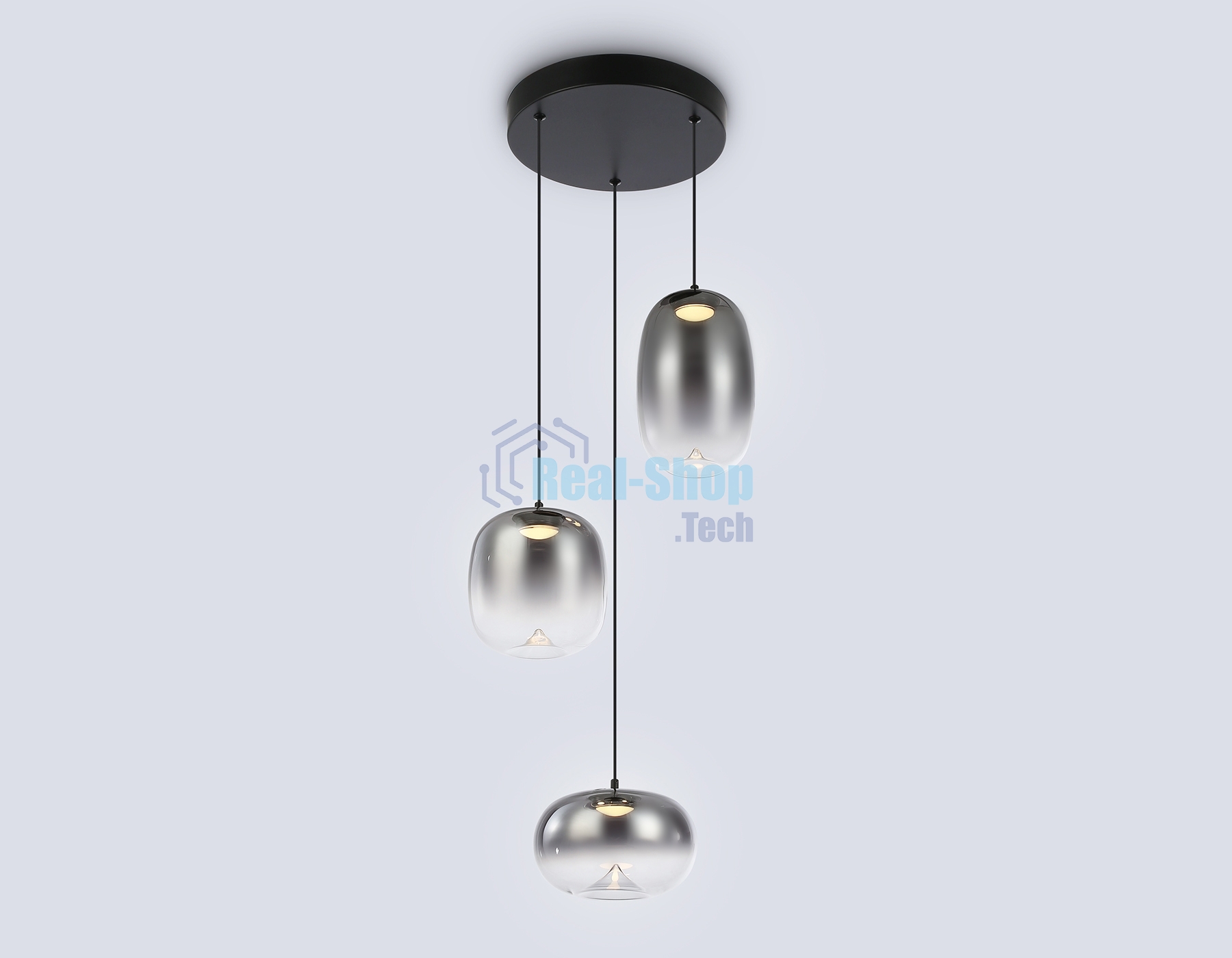 Подвесной светодиодный светильник Ambrella light LH11099/3 BK/SM черный/дымчатый 12W 3000K D350*1505