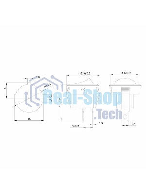 Выключатель клавишный Rexant круглый 250V 3А (2с) ON-OFF черный Micro