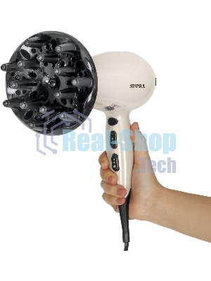 Фен SUPRA PHS-2205L (Мощность 2200 Вт. 2 скорости воздушного потока. 3 режима нагрева. Функция 
