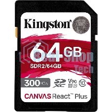 Флеш карта SDHC 64Gb Kingston SDHC, UHS-I Class U3 V90, чтение: 300Мб/с, запись: 260Мб/с SDR2/64Gb