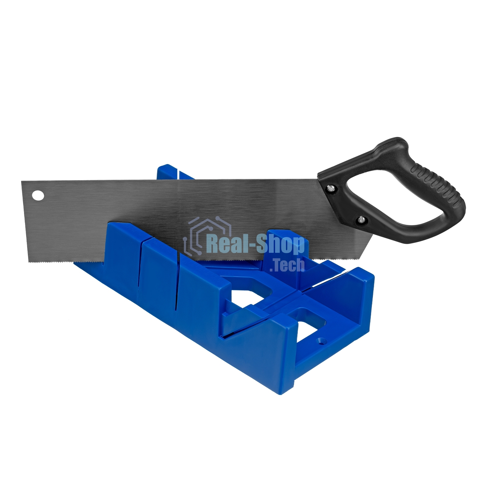 Стусло Сибртех пластиковое синее,4 угла для запила+пила 350мм