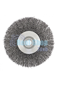 Щетка для УШМ Сибртех 125 мм, М14, Тарелка, витая проволока 0,3 мм