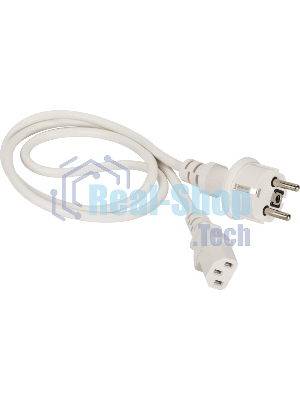 Шнур питания Lanmaster C13-Schuko, 3х0.75, 220В, 10А, белый, 3 метра