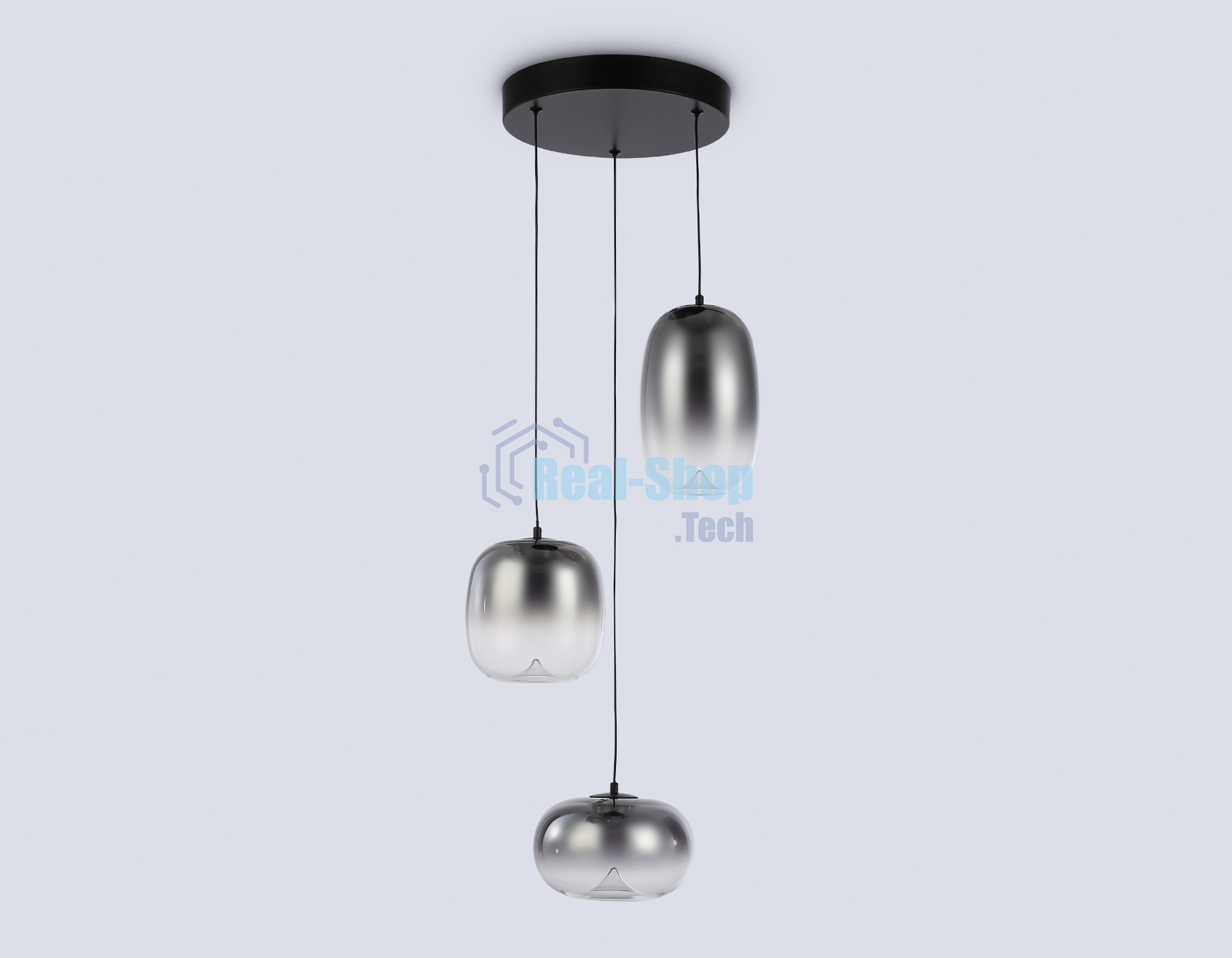 Подвесной светодиодный светильник Ambrella light LH11099/3 BK/SM черный/дымчатый 12W 3000K D350*1505