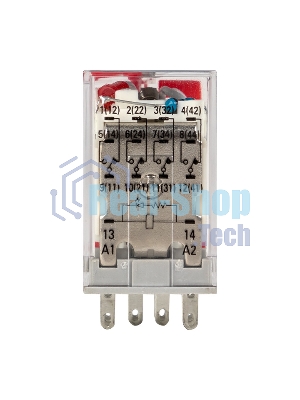 Реле промежуточное RPAt 22/4 5А 230В AC с кнопкой и мех. индикацией AVERES EKF rpat-22-4-230AC